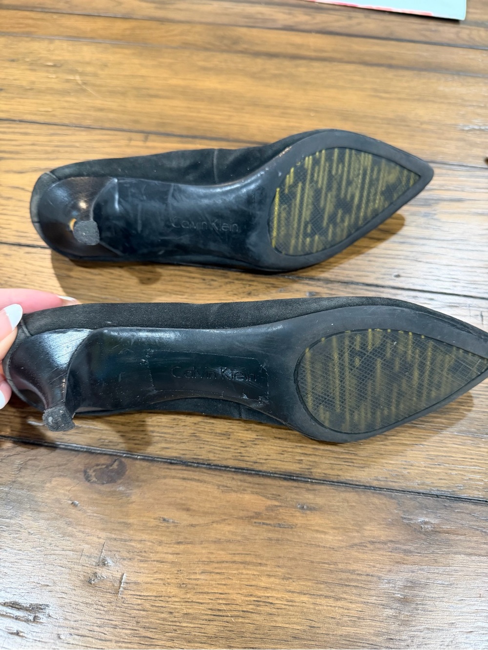 Calvin Klein Black Suede Pointed-Toe Pumps - Picture 6 of 14